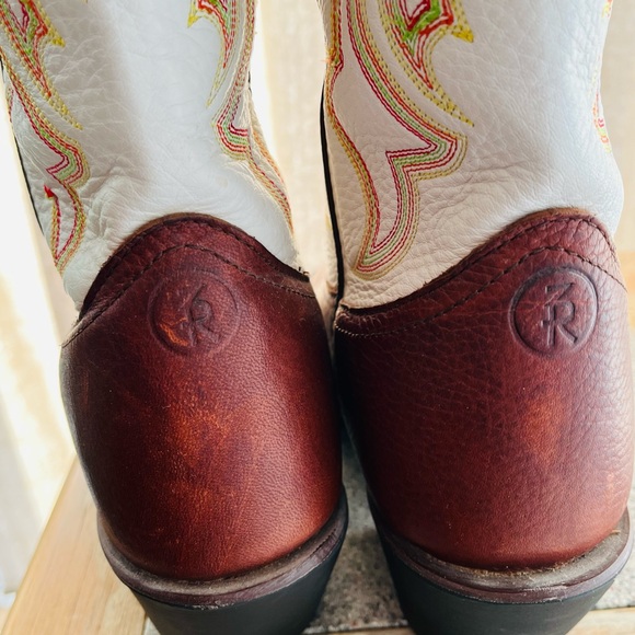 Tony Lama Tall White and Brown Western Boots - Picture 6 of 9